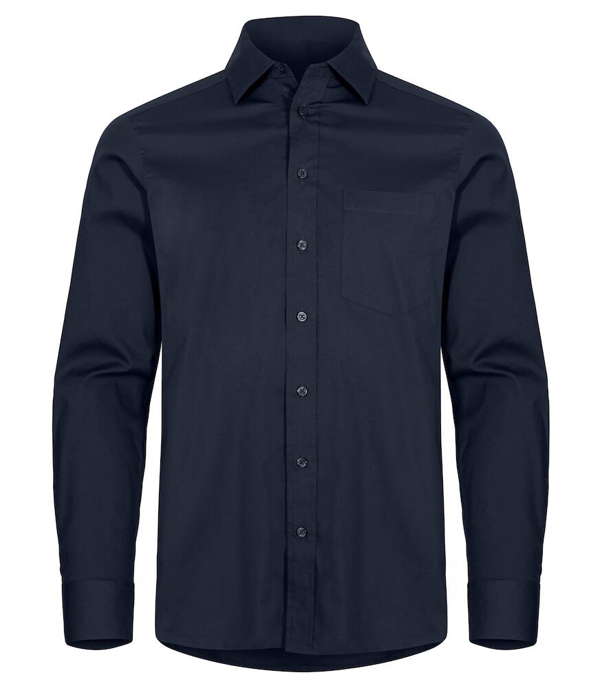 Chemise Stretch Shirt L/S Clique bleu foncé