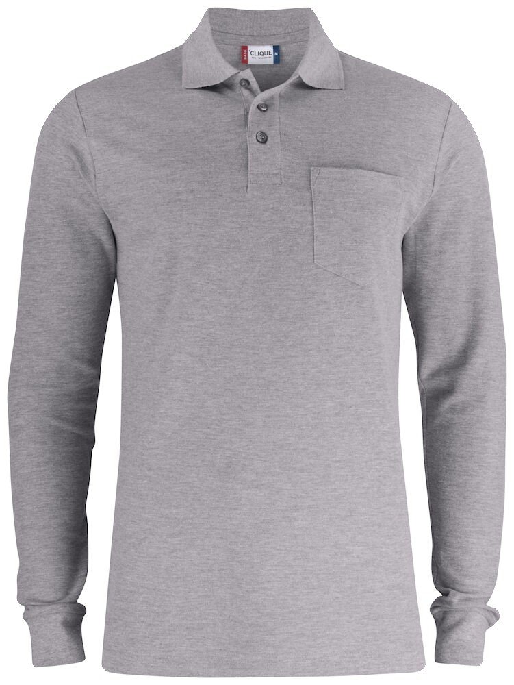 Polo Basic Polo Pocket L/S Clique gris mélange