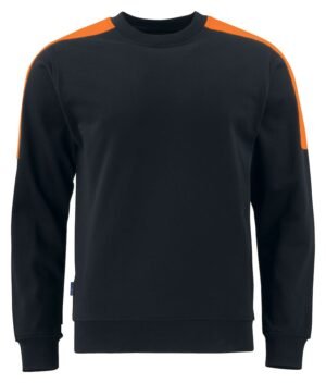 Sweatshirt 2125 SWEATSHIRT COL ROND BANDES FLUO Projob noir/orange