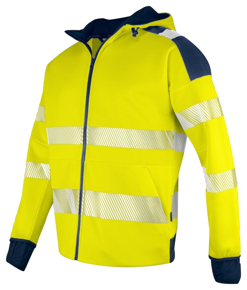 Sweatshirt 6110 SWEATSHIRT FULL ZIP CAPUCHE - EN ISO 20471 CLASSE 3/2 Projob jaune citron - vue 2