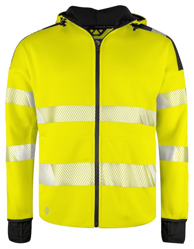 Sweatshirt 6110 SWEATSHIRT FULL ZIP CAPUCHE - EN ISO 20471 CLASSE 3/2 Projob jaune fluo