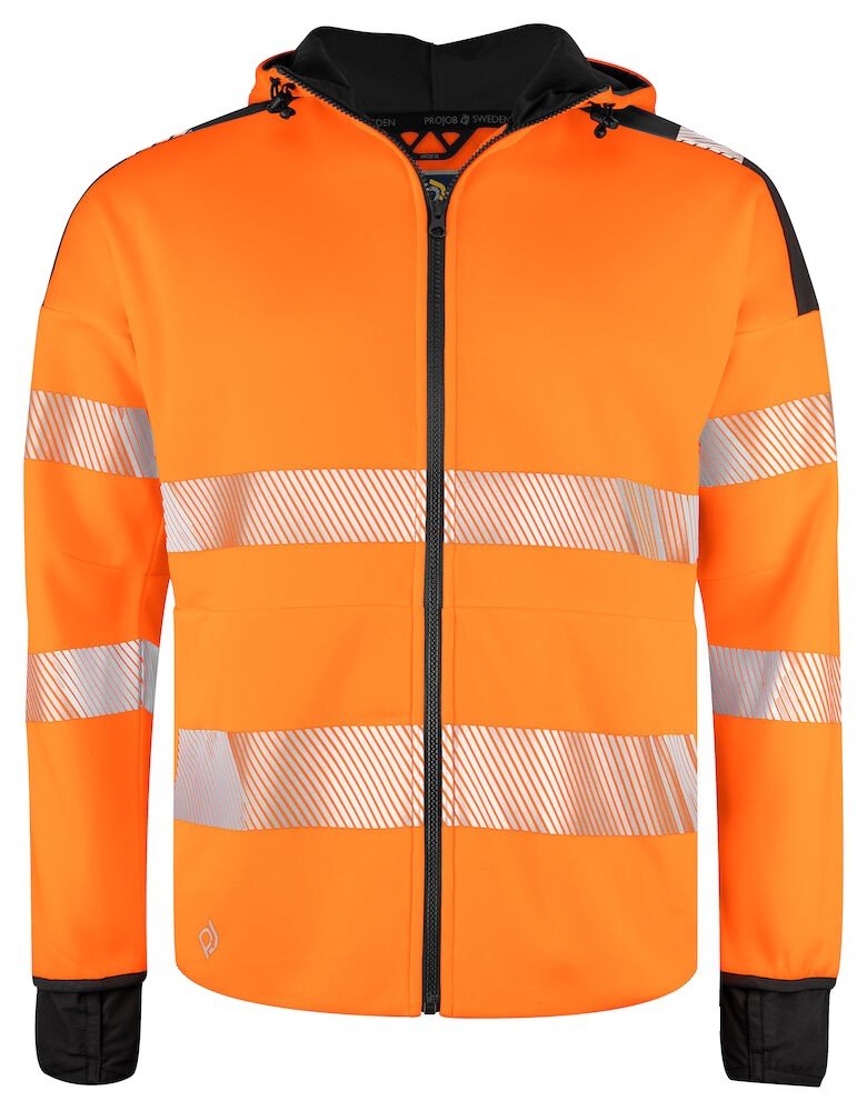 Sweatshirt 6110 SWEATSHIRT FULL ZIP CAPUCHE - EN ISO 20471 CLASSE 3/2 Projob orange/noir