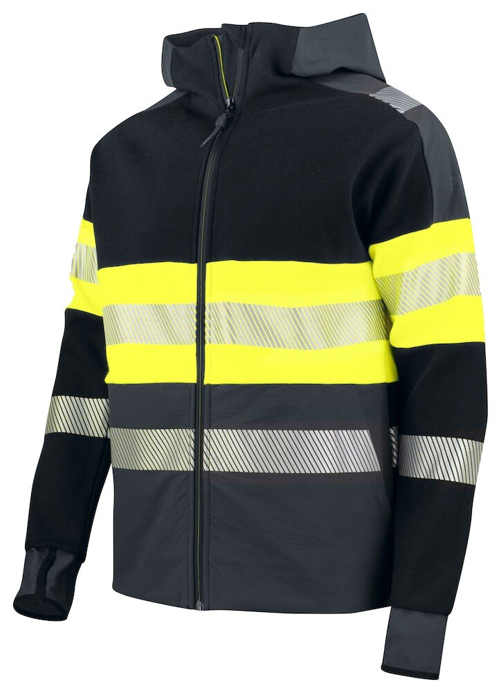 Sweatshirt 6122 SWEATSHIRT FULL ZIP CAPUCHE EN ISO 20471 CLASSE 1 Projob jaune fluo - vue 3