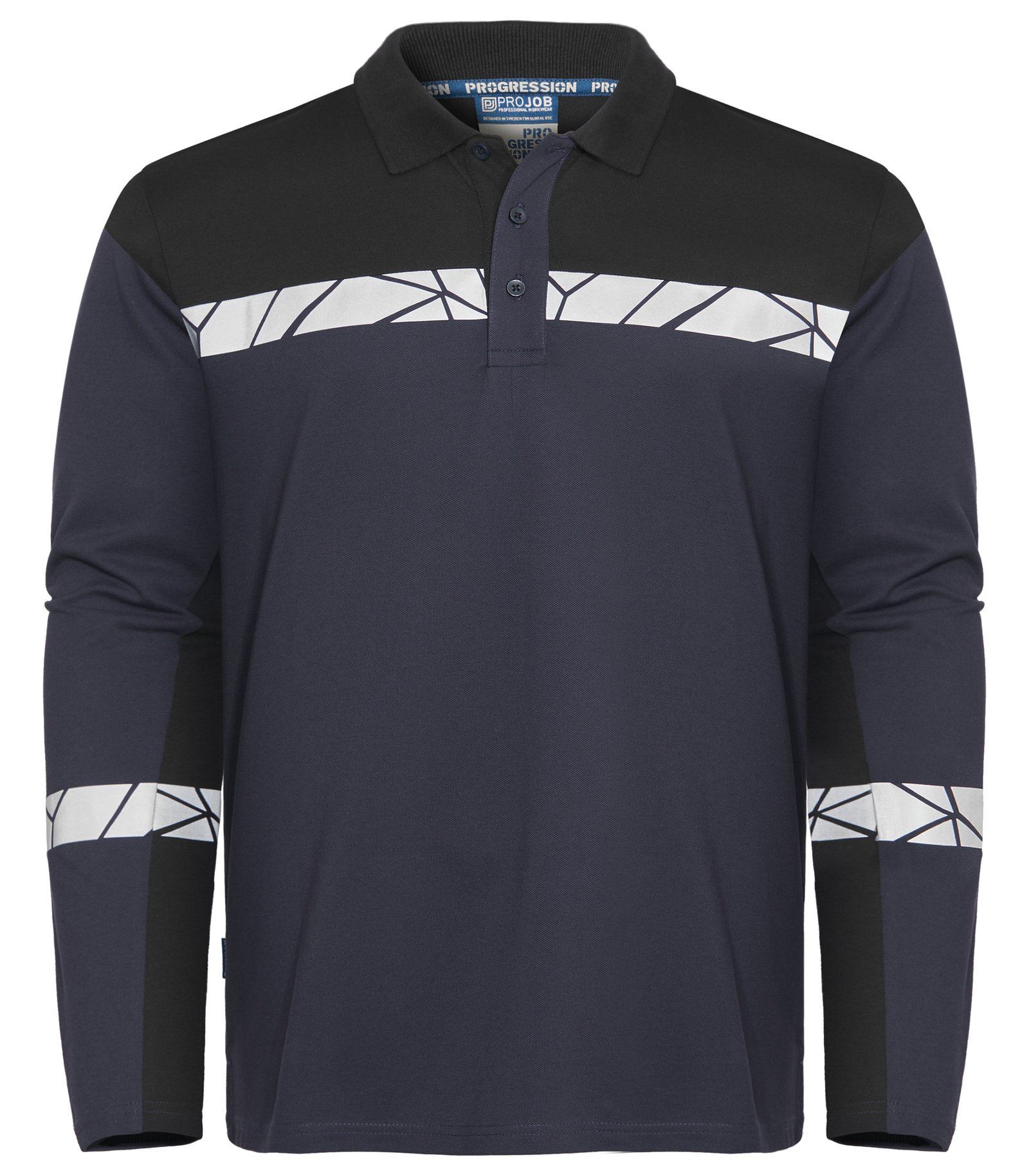 Polo 7004 PROGRESSION POLO PIQUE LS Projob bleu marine/noir